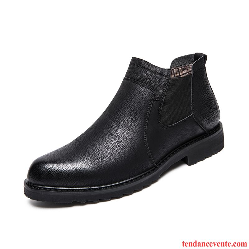 Bottes Homme Hautes Bottes Martin Respirant Derbies Tendance En Cuir Noir