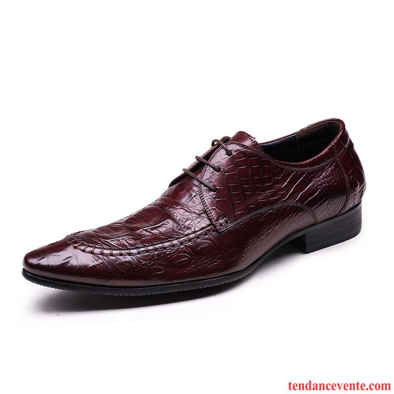 Bottine Homme En Cuir Été Angleterre Pointe Pointue Cuir Véritable Entreprise Respirant Homme Jeunesse Blanc Rouge Laçage