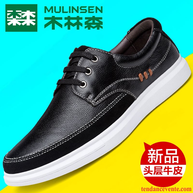 Boutique De Chaussure En Ligne Printemps Tendance Jeunesse Cuir Véritable Homme Tous Les Assortis Chaussures De Skate Semelle Doux Bout Rond Décontractée