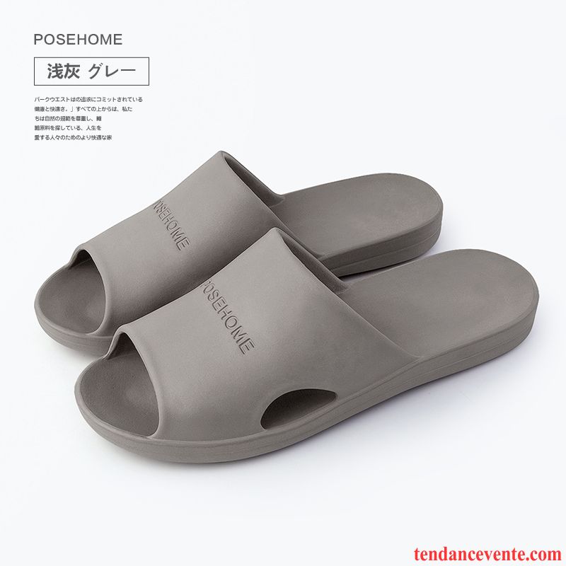 Chaussons Tongs Homme Antidérapant Été Femme Semelle Doux Fantaisie Noir