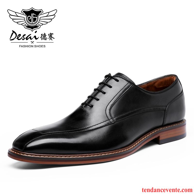 Derbies Homme Tendance Respirant Entreprise Cuir Véritable Oxford Laçage Brun