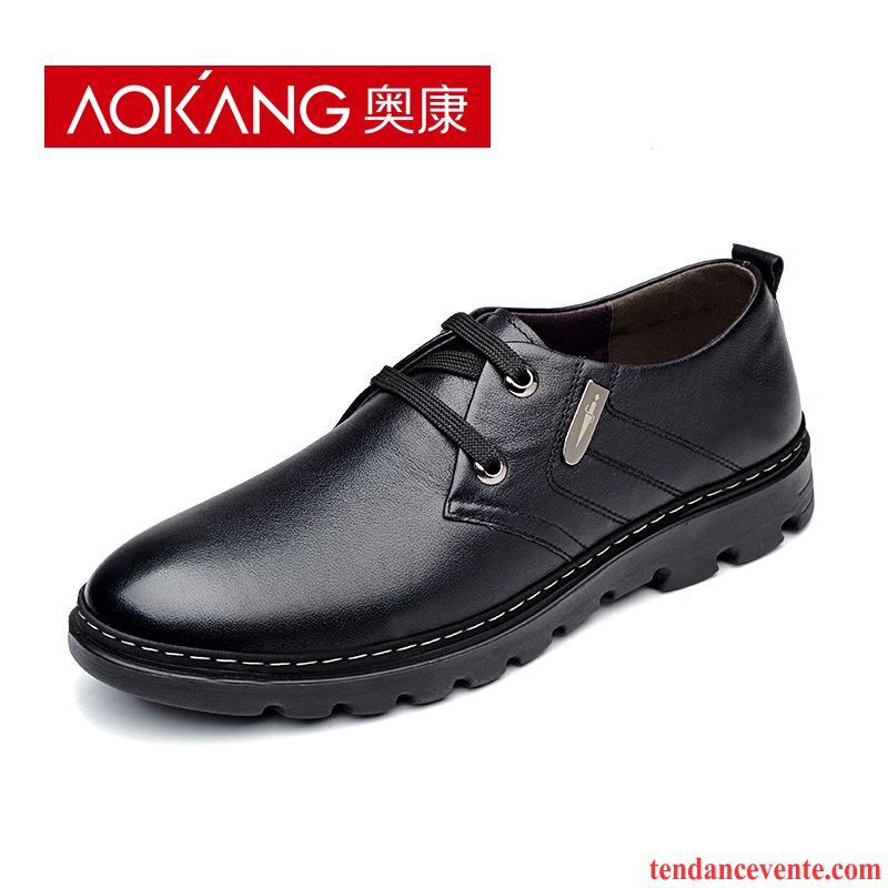 Derbies Noir Homme Respirant Laçage Homme Bout Rond Basse Entreprise Décontractée Cuir Véritable Lilas