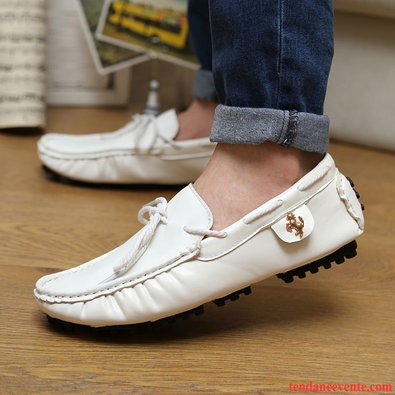 Mocassin Blanc Homme Pas Cher Slip-on Tendance Jeunesse Derbies Été Angleterre Homme Paresseux Tous Les Assortis Décontractée Tomate