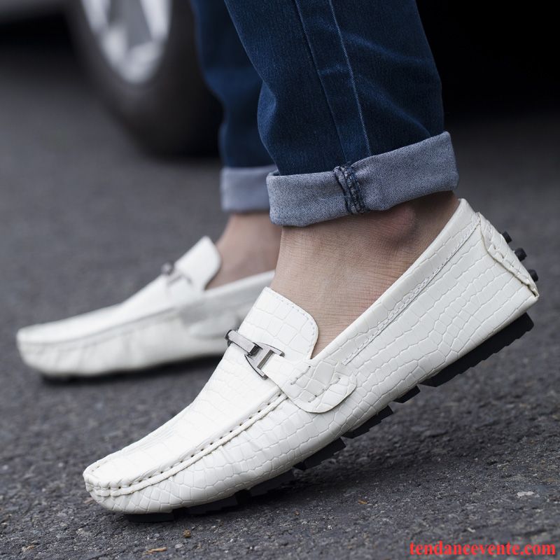 Mocassin Blanc Homme Pas Cher Slip-on Tendance Jeunesse Derbies Été Angleterre Homme Paresseux Tous Les Assortis Décontractée Tomate