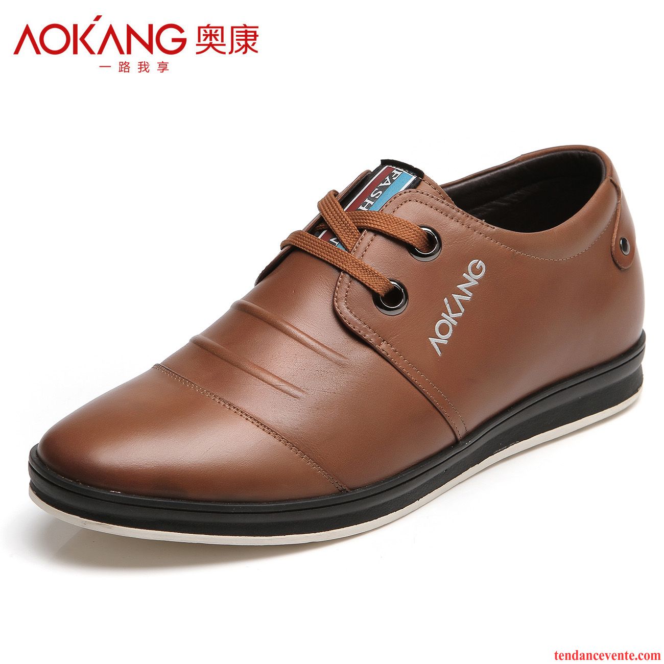 Vente En Ligne Chaussures Homme Entreprise Respirant Augmenté Cuir Véritable Homme Tendance Décontractée Brun