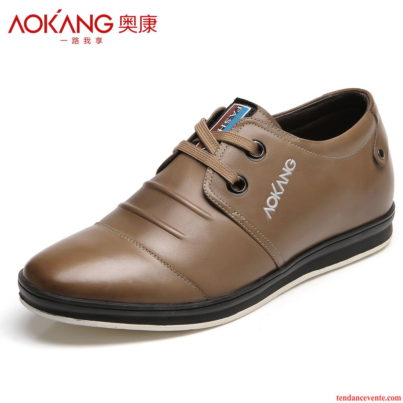 Vente En Ligne Chaussures Homme Entreprise Respirant Augmenté Cuir Véritable Homme Tendance Décontractée Brun